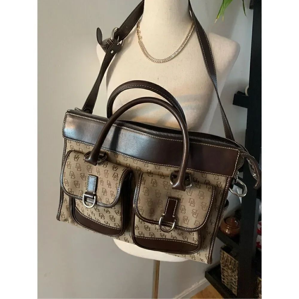 Dooney and bourke brown and tan handbag shoulder bag